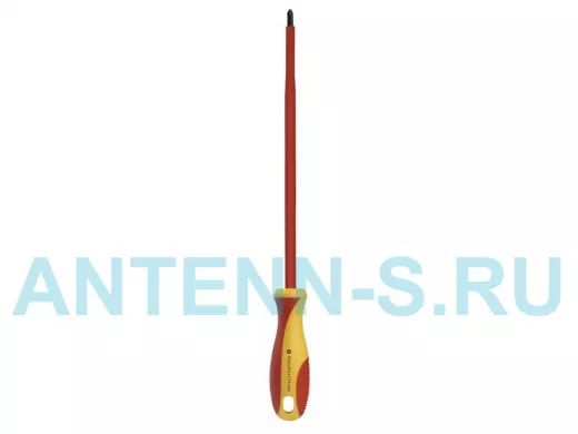 Отвертка диэлектрическая крестовая PH2x175, до 1000В, VDE, прорез.ручка, серт. испыт.