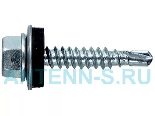 Саморезы 6,3х 19 кровельные, сверло, цинк, с шайбой, к металлическим профилям (3500шт)  7,44