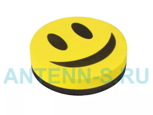 Стиратель магнитный для магнитно-маркерной доски, круглый, диаметр 90 мм, "Смайлик" "BR-76943"