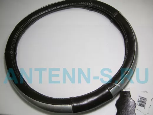 Оплетка на руль 38 см. M 4716 IV C кожа коричневая+серебро кожа вставка сверху "гладкая"