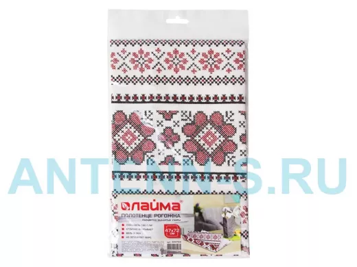 Полотенце рогожка набивное, 47х72см, 180 (+10) г/м2, "Вышитые узоры", европодвес "BR-78157"