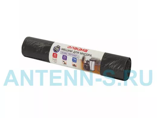 Мешки для мусора  30литров "BR-78281", черные в рул 20 штук, ПВД, 20мкм, 50х60см (+5%),особо прочные