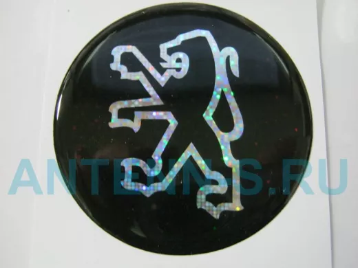 наклейка (объемная) "На колпаки "Peugeot" наружная голограф.,(цвет черный), (комплект 4 шт),диам.6см