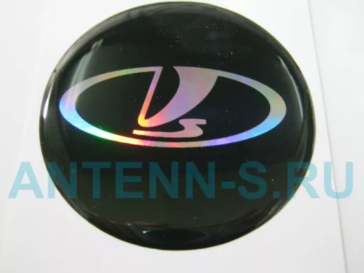 наклейка (объемная) "На колпаки "Lada (Лада)" наружная голограф., (цвет черный), (компл.4шт),диам.6с