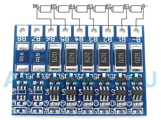 Плата балансировки для Li-ion батарей до 6-ячеек