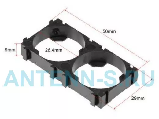 кронштейн-ячейка 2-х местная под аккумуляторы 26650 для изготовления батарей