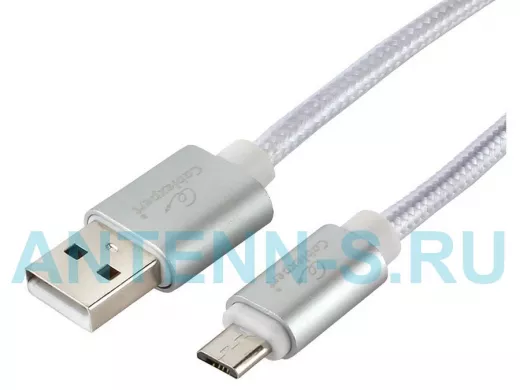 Кабель микро USB (AM/microBM)  1.0 м Cablexpert CC-U-mUSB02S-1M,USB 2.0,серия Ultra,серебристый