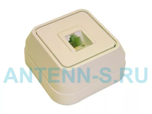 Розетка телефонная TF, кремовая, накладная, серии MAKEL