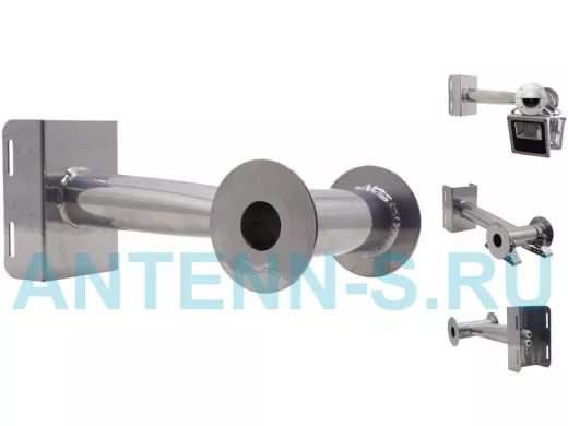 Кронштейн "HIWOLL-STOLB-5S" бокс с хомутом для 2 камер и прожект. на столб под СИП-ленту,0,35м,серый