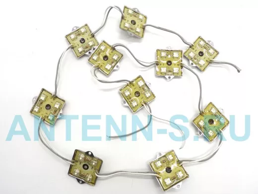 LED модуль 37x37x5мм, 4 светодиода piranha с линзой 120,  RGB (141-329) (цена за 1модуль)